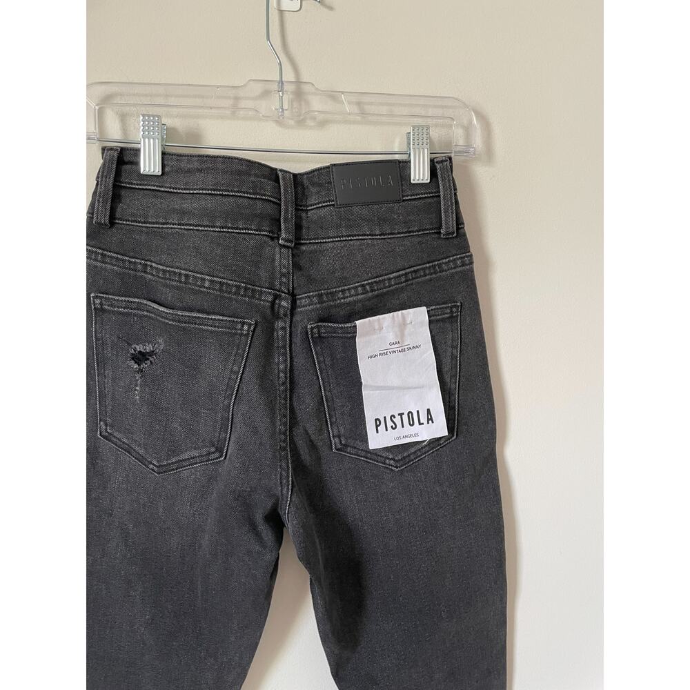 Pistola x Revolve Skinny High Rise Raw Hem Denim Jeans Black Gray Size 26 NEW - Picture 6 of 9